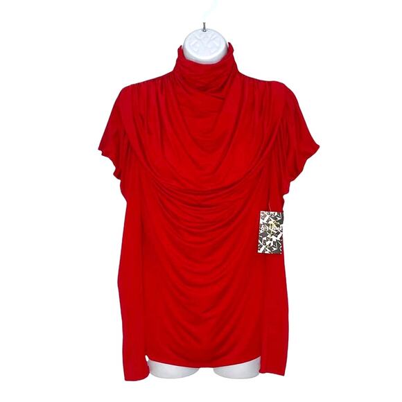 Bisou Bisou The Sophie Top Blouse Red Medium NEW - Picture 2 of 13